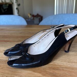 Salvatore Ferragamo Vintage Black Peep-Toe Heels